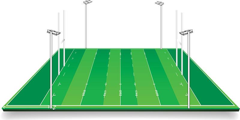 How to light rugby pitches with masts before dead ball line